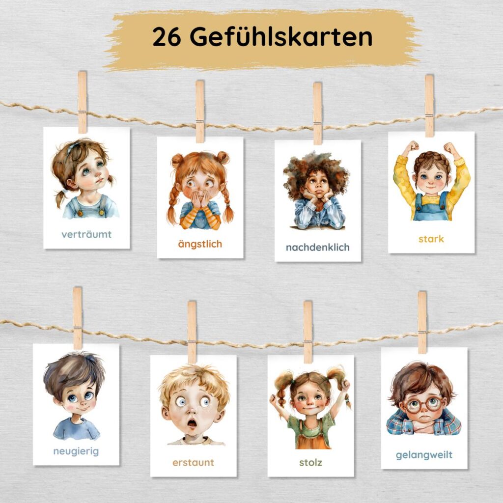 Gefühlskarten mit Geichtern