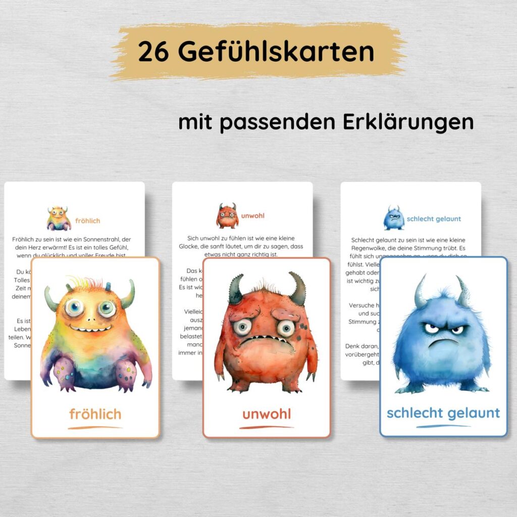 Monster Gefühlskarten mit Erklärungen